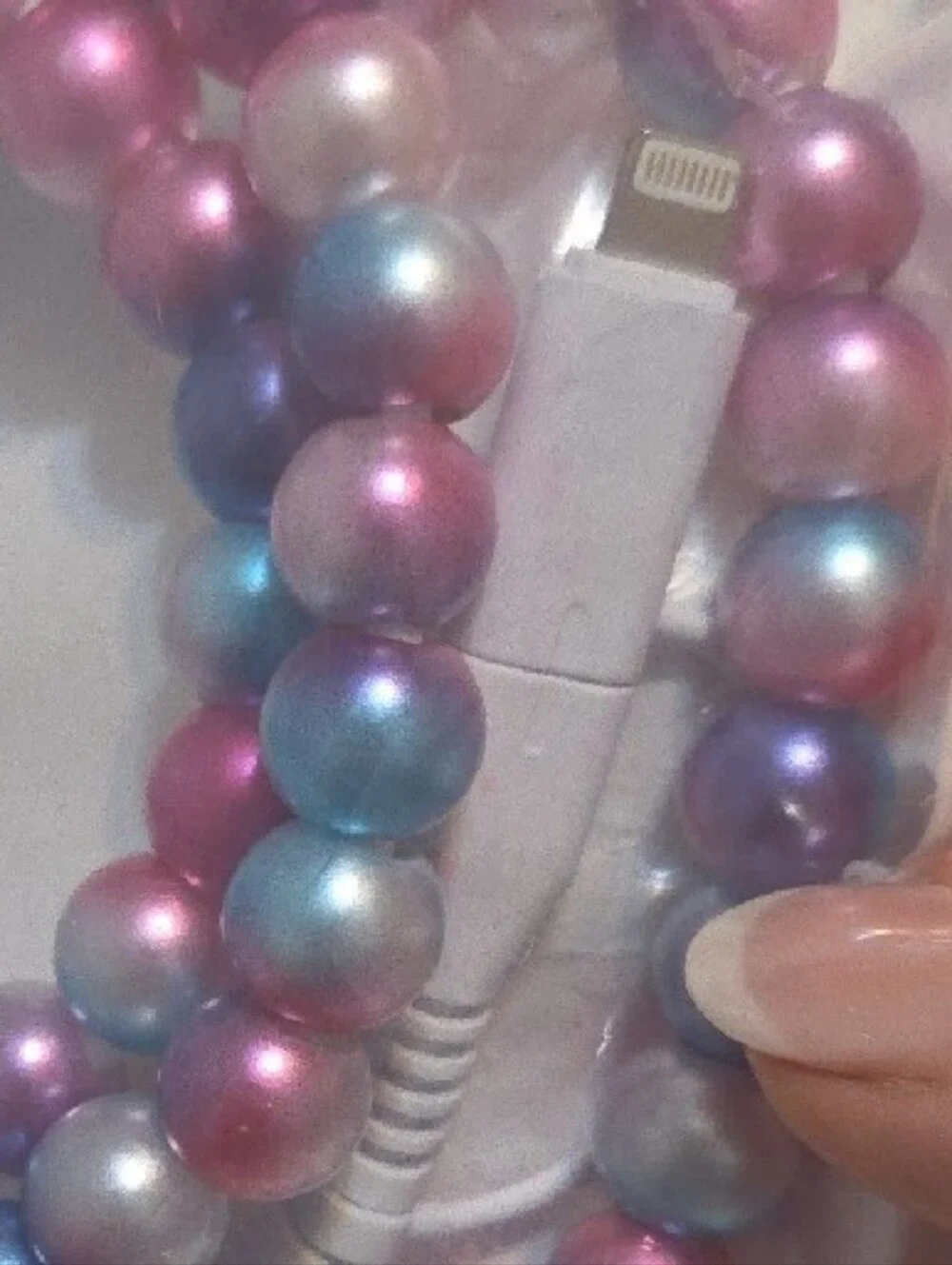 Universal Beaded Charging Cable - Multicolor Pearl Beads